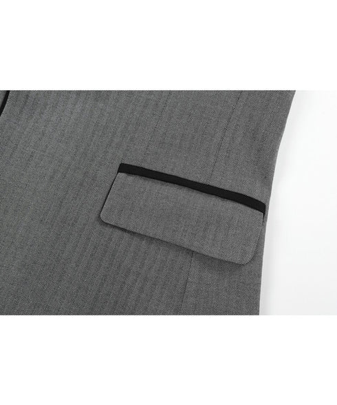 Contrast Lapel Sharp Tailored Jacket